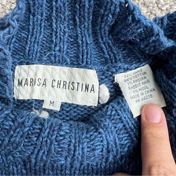 Marisa Christina Snowman Christmas Winter Ramie/Cotton Mock Neck Sweater, Size M - Picture 4 of 8